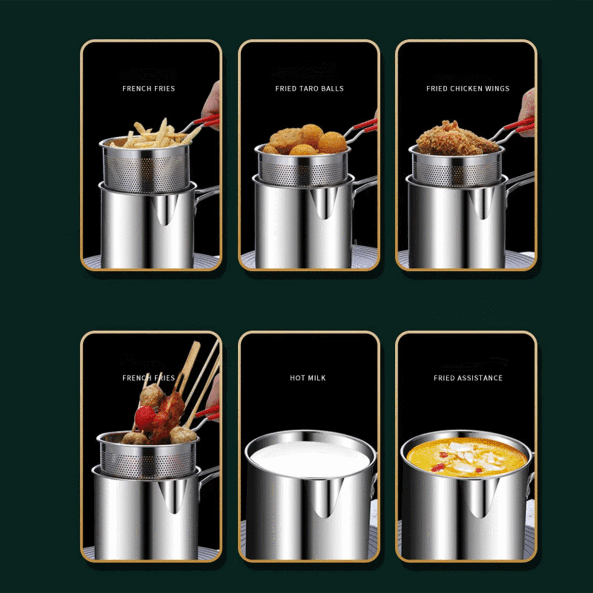 Stainless Steel Deep Fryer Pot with Strainer ? Heavy-Duty Frying Pan for Home Kitchen Use ? 1200ML Oil Capacity