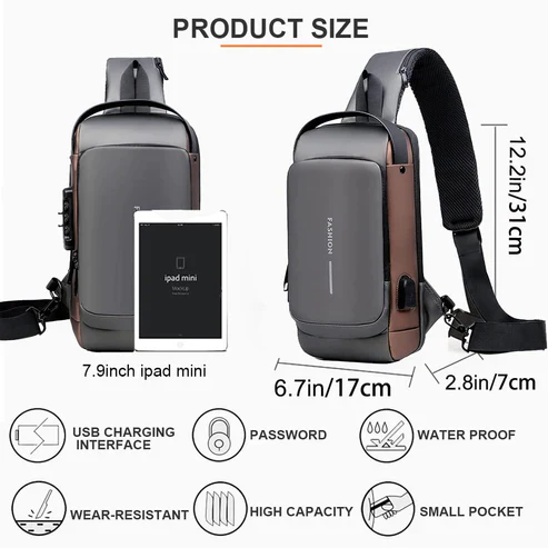 Chest Bag Multifunction Crossbody Sport Running Travel Sling Pack Anti-theft for  Men (Random Color)