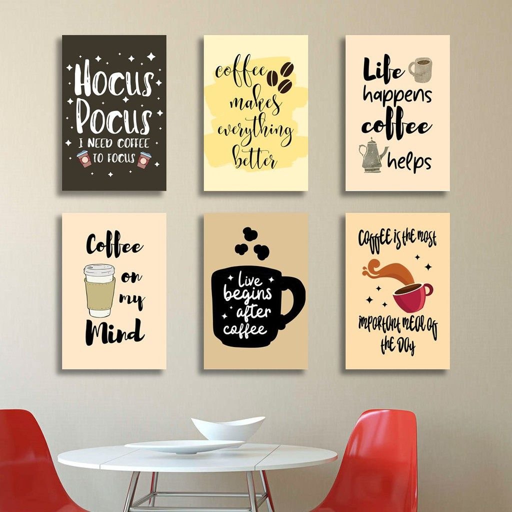 6pcs Quotes For Coffee Lovers Stickytiles Frames Providing Creative Design Motivational Look - Size: 8*11