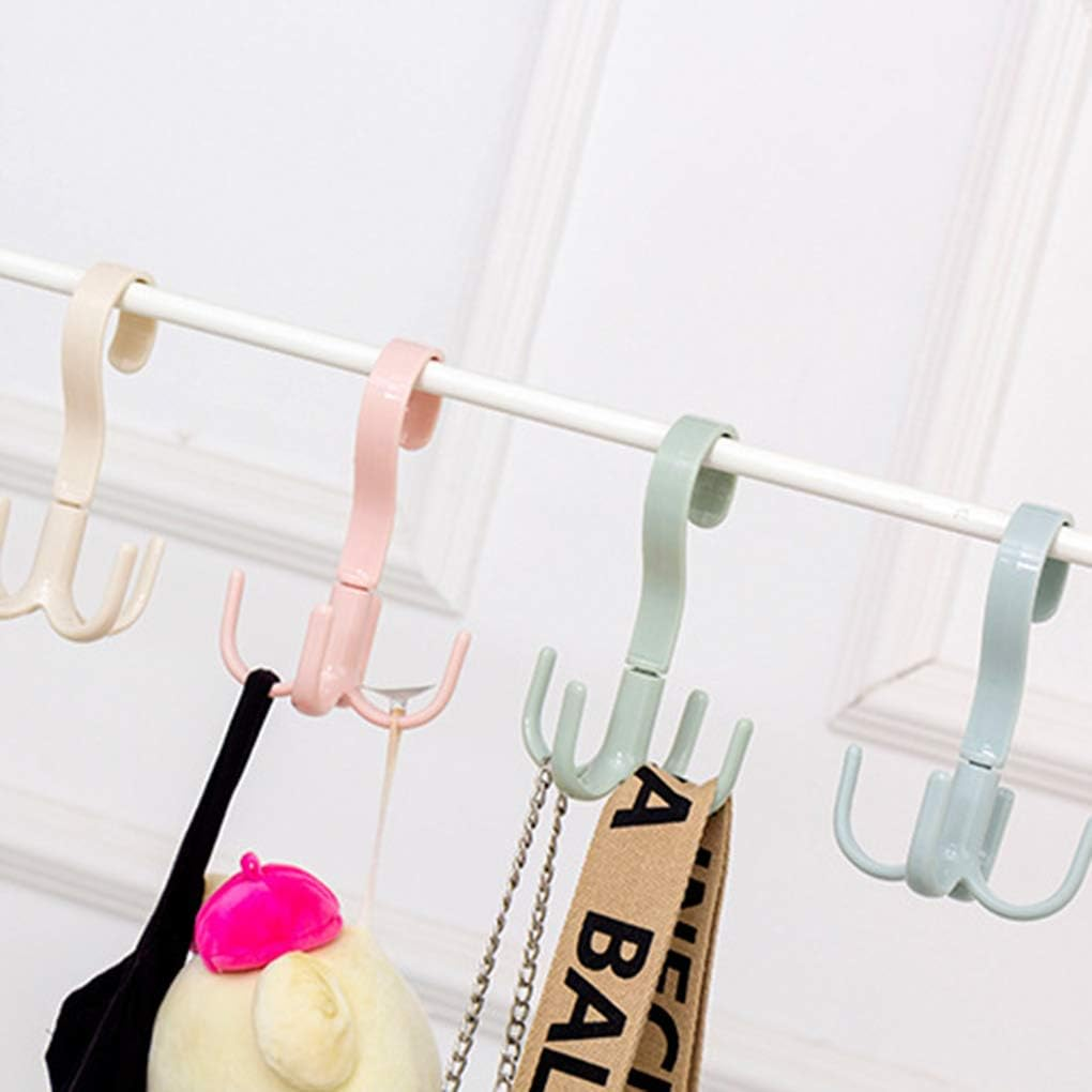 (1 piece) Multi-Purpose Hook Four-Claw Rotatable Coat Hooks Hanging Powerful Storage Rack House Kitchen Pot Pan Hanger Scarf Hanger (random color)