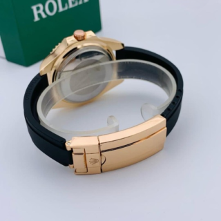 ( Golden ) Rolex Stylish Watch for Men Adjustable Rubber Strap | Heavy Master Lock | Steel Buzzle Working - Without Box