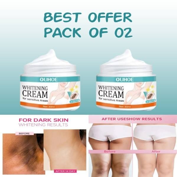 Pack Of 2 | Sensitive Area Whitening Cream for Private Parts, Underarms, Inner Thighs, and Dark Spot Lightening -30ml