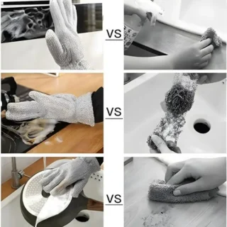 Multipurpose Wire Dishwashing Gloves | Dishwashing Rags for Wet and Dry, Steel Wire Miracle Cleaning Cloth with Glove Shape, Non-Scratch Wire Dish Cloths for Washing Dishes, Kitchen | Anti-heat aluminium gloves