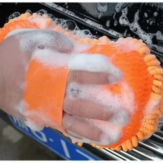 Microfiber Sponge Pad with Grip Handle Multipurpose Microfibre Wash & Dry Cleaning Sponge, 1 Piece - Random Color