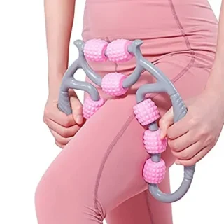 9 Wheels U Shape Points Massage Muscle Relax Roller Massager made in china (random color) Cartflix.pk