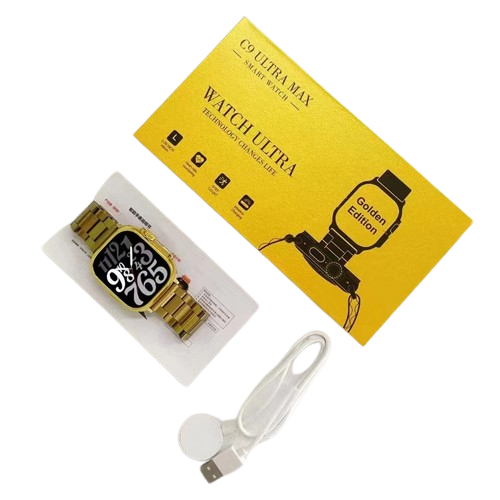 C9 Ultra Max Gold Edition Color Smartwatch 21 Inch Screen With Hryfine App Cartflix.pk