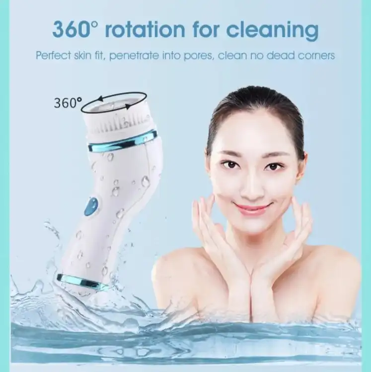 Cnaier 4 in 1 Electric Cleanser | Facial Cleansing Brush Massager - Face Brush Set | Electric Rotating Face Scrubber for Deep Cleaning Exfoliating Blackhead Removing AE-8286 Cartflix.pk