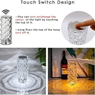 16 Colors Diamond Rose Crystal Lamp Bedside Acrylic Usb Rechargeable Table Lamp Cartflix.pk