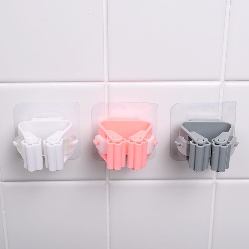 1 Pc Mop and Broom Self Adhesive Holder Wall Mount Magic Hanger Organizer Cleaning Tools Storage Mop Rack (Random Color) Cartflix.pk