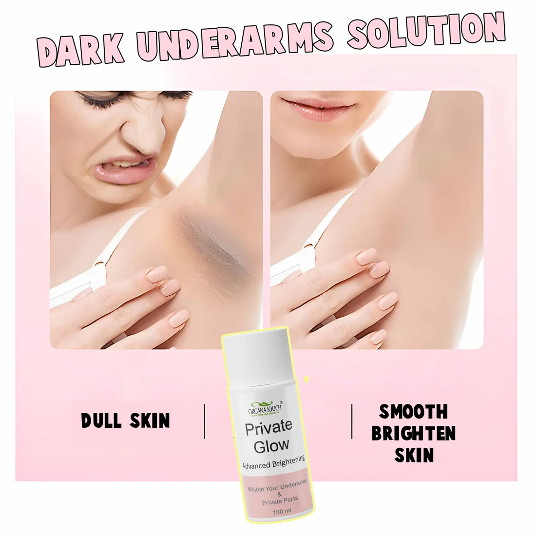 Organa Touch Fresh & Natural Underarm Whitening Cream Private Glow ( Advanced Brightening ) Cartflix.pk