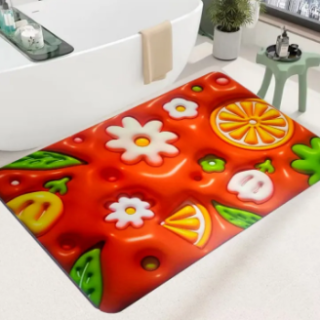 3D Visual Anti-Slip Absorbent Mat, Bath Mat Rug, Quick Dry Super Absorbent Non-Slip Thin Bathroom Rugs Fit Under Door Random color Cartflix.pk