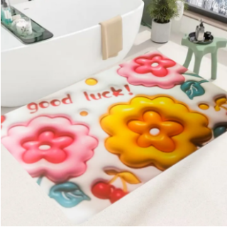 3D Visual Anti-Slip Absorbent Mat, Bath Mat Rug, Quick Dry Super Absorbent Non-Slip Thin Bathroom Rugs Fit Under Door Random color