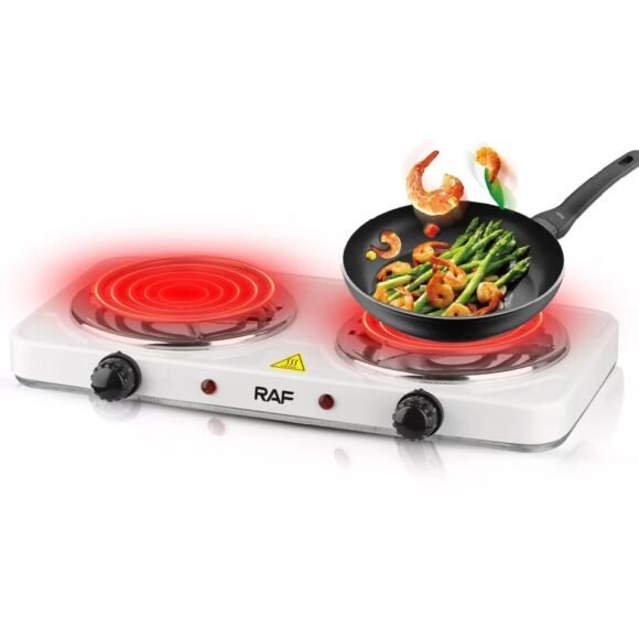 Premium Brand RAF New Arrival countertop Coil Hotplate Stove Cooktop Double Flat Burners Electric Hot Plate Double Electric Stove Cartflix.pk
