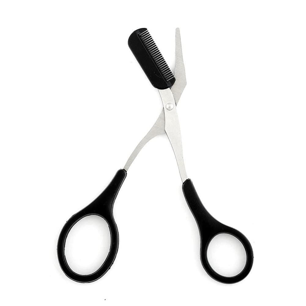 Scissors Eyebrow Trimmer Scissors Comb Stainless Steel Brow Hair Scissors Clips Shaping Grooming Trimmer Makeup Accessories(random color) Cartflix.pk