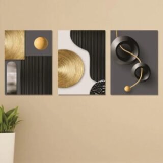 Set Of 3 Sticky Wooden Canvas Frames For Wall Decore Aesthatic Art / Sticky Phototiles For Room Wall Decoration Cartflix.pk