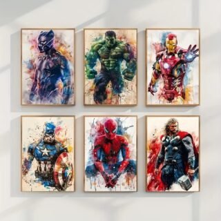 Set of 6 wall art sticky wooden canvas frames for home decore / sticky phototiles Cartflix.pk