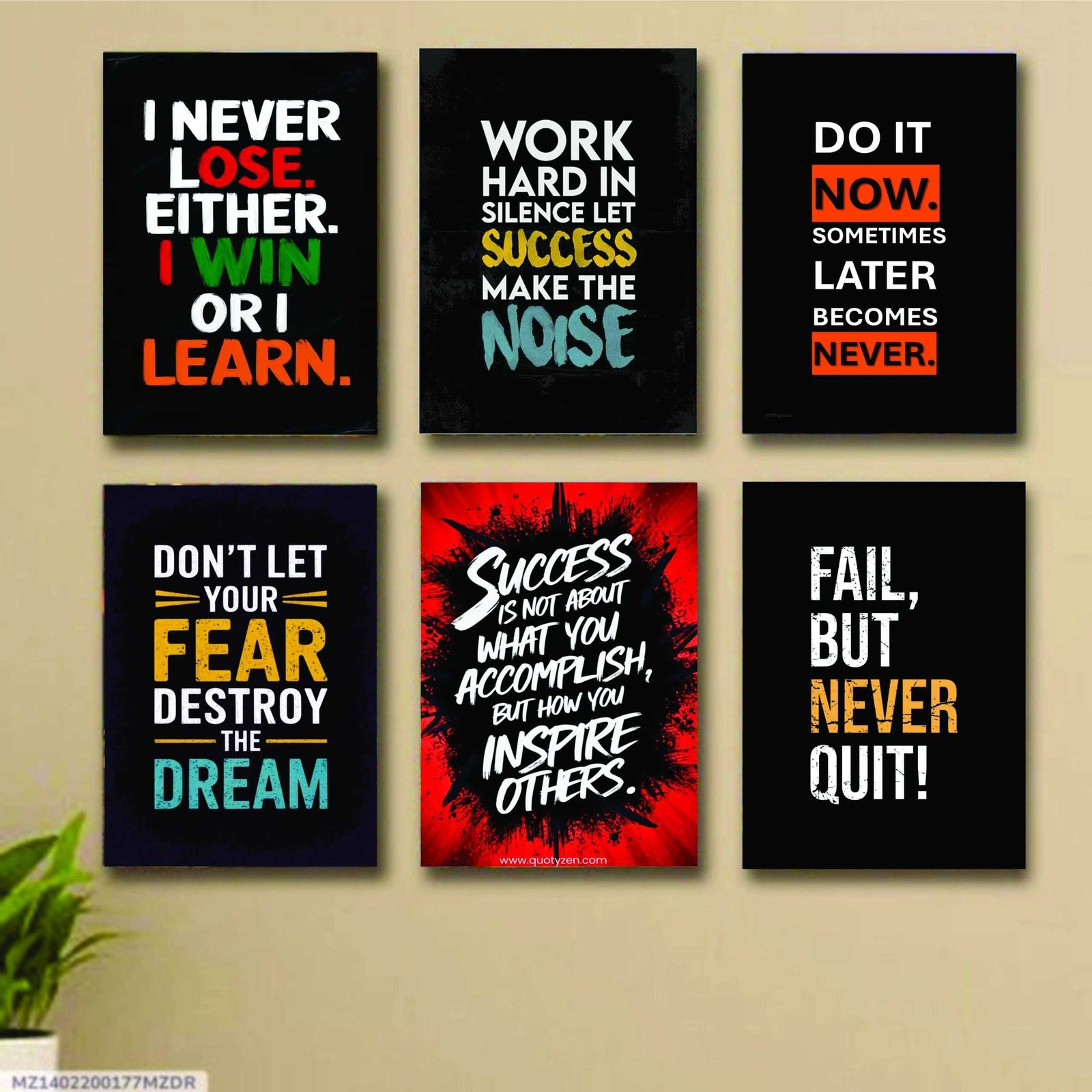 set of 6 Motivational wooden canvas frames for wall decore / sticky phototiles frames Cartflix.pk