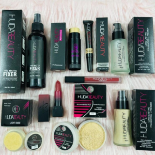 Huda Beauty Deal Pack Of 9 best deal for girls (Makeup Fixer , Stick Concealer ,Primer , Lipstick) Cartflix.pk