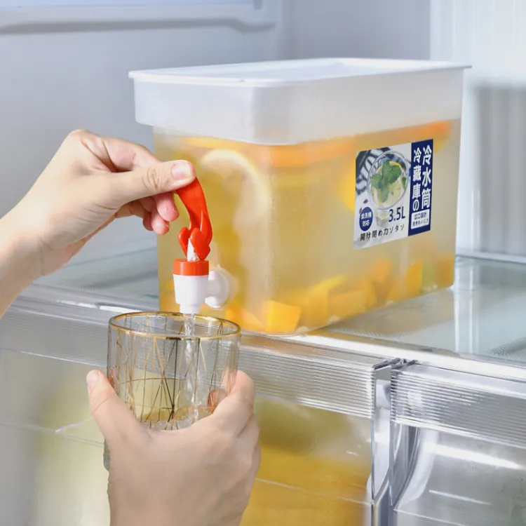 3.5Ltr Cooler Water Bottle Container For Kitchen SPACE-SAVING Cold Kettle with Faucet Cartflix.pk