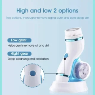 Cnaier 4 in 1 Electric Cleanser | Facial Cleansing Brush Massager - Face Brush Set | Electric Rotating Face Scrubber for Deep Cleaning Exfoliating Blackhead Removing AE-8286