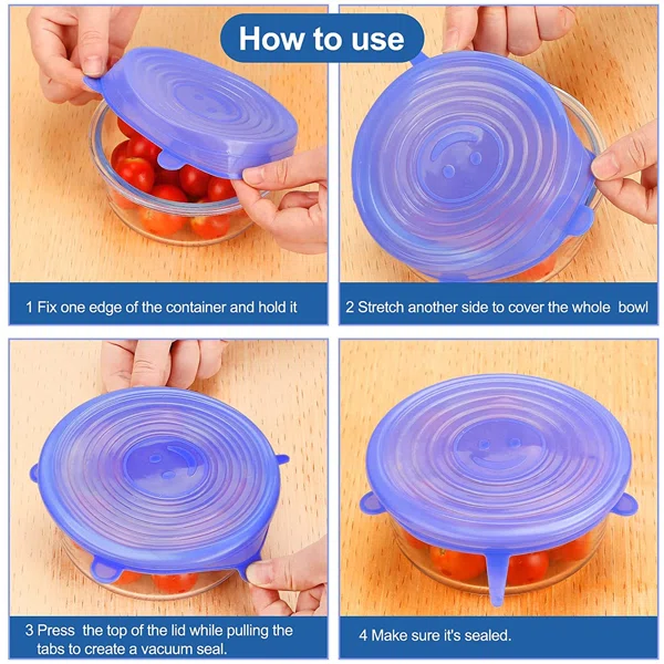 6pcs/set Silicone Lid Spill Stopper Universal Silicone Suction Lid-bowl Pan Silicone Cover Kitchen Pan Lids Cover Stopper Tools Cartflix.pk