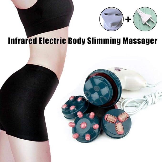 Electric Slimming Massager Handheld Body Weight Loss Professional Neck Shoulder Back Health Care Relaxation Tool with 4 Vibrating Heads( random color ) Cartflix.pk