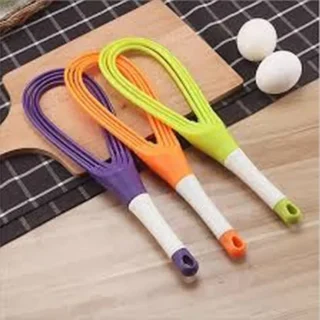 2-in-1 Twist Silicone Whisk Multifunction Egg Beater Foldable Milk and Egg Blender Balloon Flat Whisk Cartflix.pk