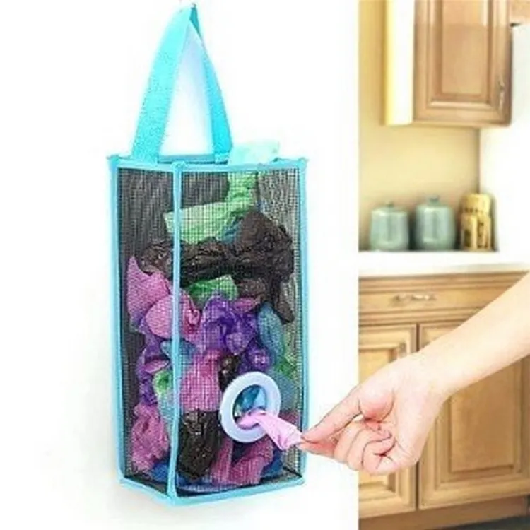 Plastic Shopping Bag Storage Basket Kitchen Accessories Reusable Grocery Potatoes Garbage Bag Holder Cartflix.pk