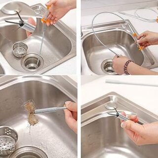 Stainless Steel Hair Catching Drain Cleaner Wire Spring Sink Cleaning Stick (50cm) Cartflix.pk