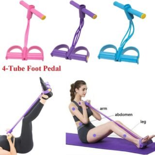 Foot Pedal Resistance Band Elastic Sit-Up Pull Rope Yoga Fitness Gym - Elastic Pull Ropes Tummy Trimmer (Random Colors) Cartflix.pk