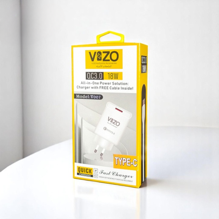 V007 Type-C Fast Charger | Vizo V007 Type-C Charger | Charger For Android | Mobile Phone Charger- 18W Cartflix.pk