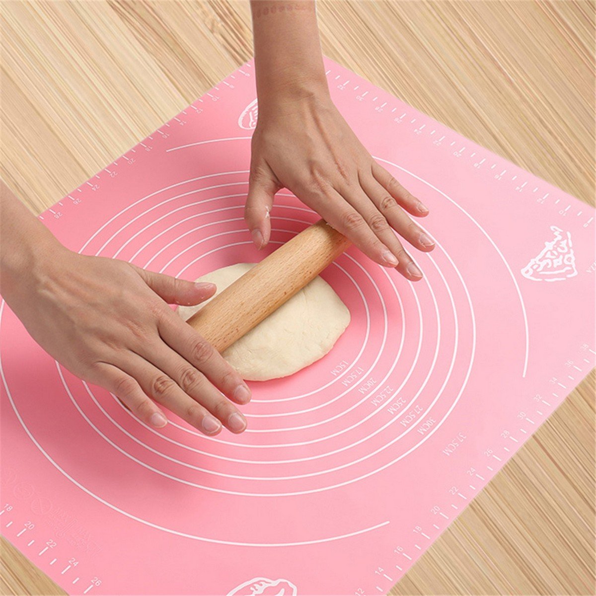 Silicone Baking Mat With Measurements Heat Resistant Cookie Sheet Oven Liner | Non Stick Flour Rolling Mat | Baking Mat Kneading Dough Pad (Random Color) Cartflix.pk