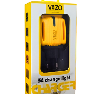 3A Light Change Charger with 2 USB Ports Built-in Micro USB Cable | Best Quality Charger For Android | Vizo 3A Charger Cartflix.pk