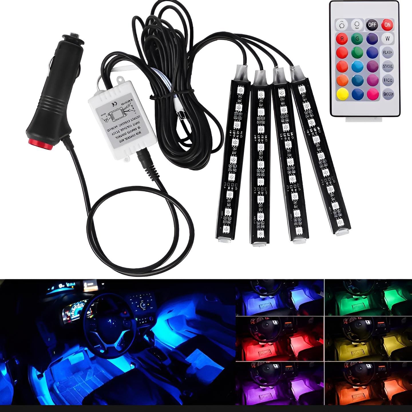 Interior light Remote control 36 led RGB LIGHT strip Without button for bike/car/jeeb and all vehicles (with remote)