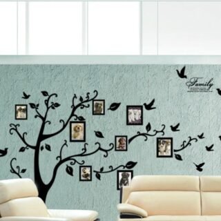 Large 200x250Cm / 79x99in Black 3D DIY Photo Tree PVC Wall Decals Adhesive Family Wall Stickers Mural Art Home Decor