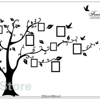 Large 200x250Cm / 79x99in Black 3D DIY Photo Tree PVC Wall Decals Adhesive Family Wall Stickers Mural Art Home Decor Cartflix.pk