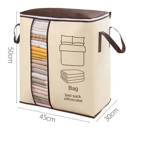 Large Non-woven Portable Clothes Storage Bag Clothing Organizer - 120 gsm Random color Cartflix.pk