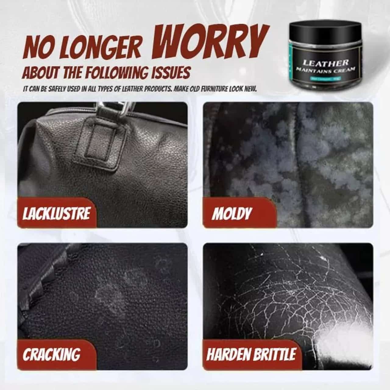 Leather Maintain Repair Cream Polish Restore Shine Moisturizing Care for Leather Products Shoe Bag Car Seat (100 Gm)(without sponge) Cartflix.pk