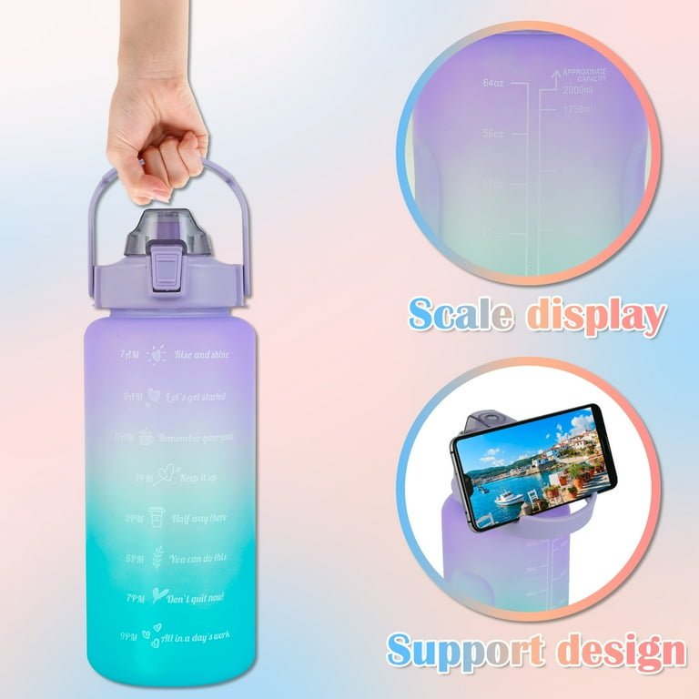Sports Water Bottles 3 Pcs Set with Motivational Time Marker & Leak Proof Flip Top Lid (random color) Cartflix.pk