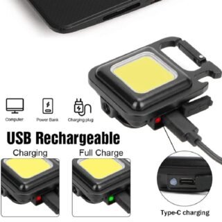 COB Small Flashlight, Keychain Work Light, USB Rechargeable, Mini LED Handheld t, 3 Light Modes Portable Pocket Light for Gift, Camping Emergency Fishing Cartflix.pk