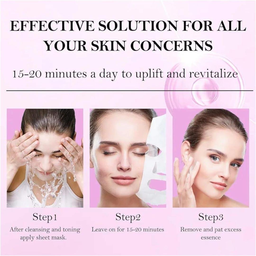 Pack Of 05 - Anti-Wrinkle Face Sheet Mask | Anti Aging Hydrating Anti-acne Repairing Brightening Moisturizing Retinol Serum Facial Mask Cartflix.pk