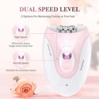 Daling DL-6032 Cordless Ladies Epilator with 2-Speed Adjustment, Painless Hair Removal, Rechargeable, Compact and Easy to Use for Legs, Arms, Underarms Cartflix.pk