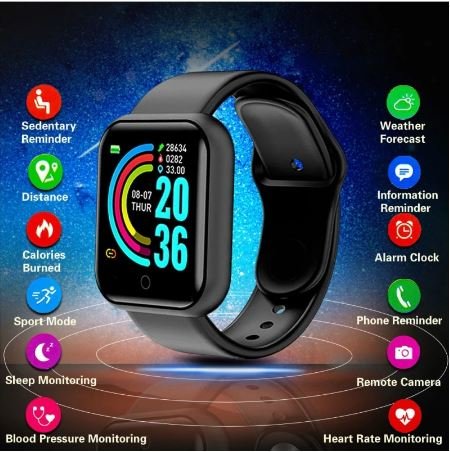 D20 Ultra Smart Watch Heart Rate Blood Pressure Oxygen Reloj Intelligent Smart Bracelet(random color) Cartflix.pk