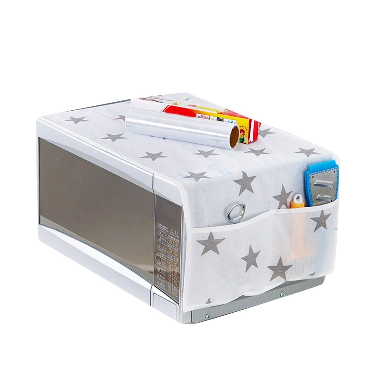 Oven Cover Kitchen Microwave Cover Waterproof Oil Dust Double Pockets Microwave Oven Cover (Random Design) (Made in China) Cartflix.pk