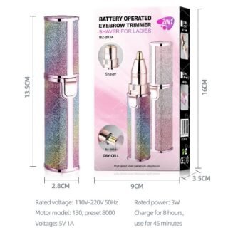 2 in 1 Electric Eyebrow Trimmer and Shaver, Rechargeable Flawless Hair Remover 2 in 1 Hair Remover Trimmer For Women, Electric Flawless Facial Machine Razor, Painless Eyebrow Removal ( With Box ) Cartflix.pk