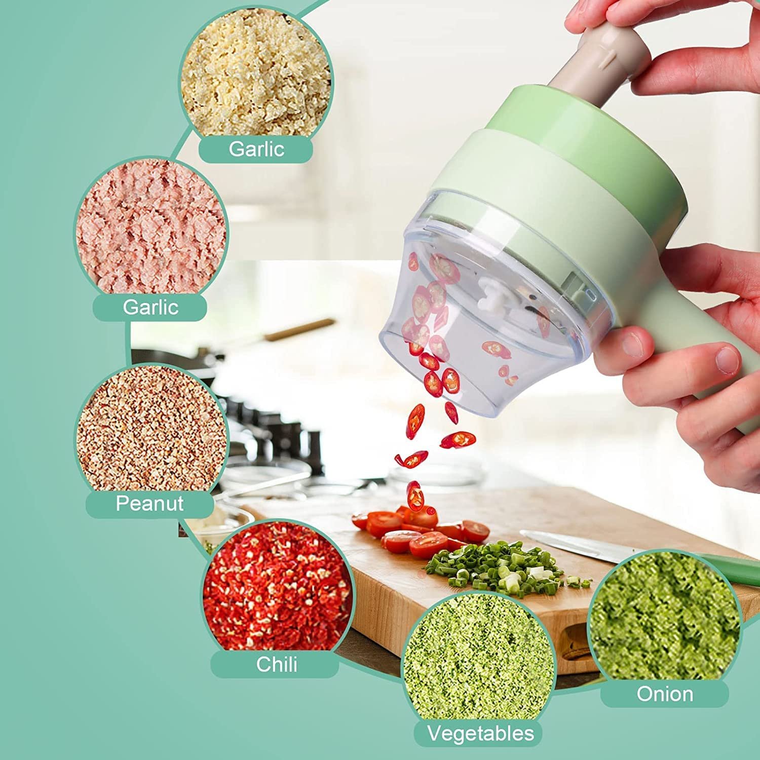 Electric Handheld Hammer Multi function Vegetable Cutter Set Food Chopper Vegetable Fruit Slicer,for Garlic Pepper Chili Onion Celery Ginger Meat Cartflix.pk