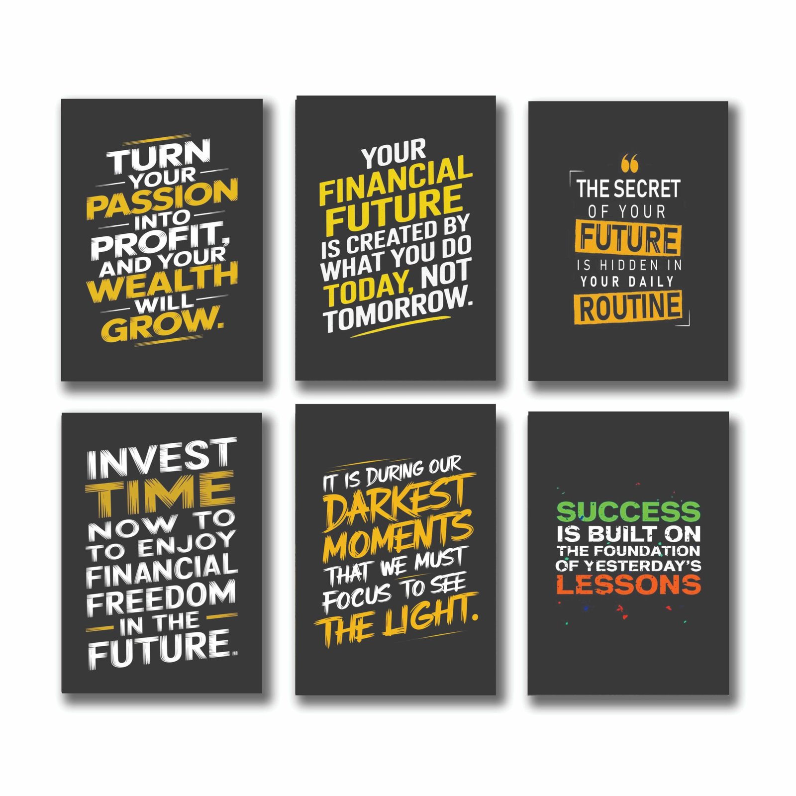 Set Of 6 Motivational Sticky Canvas Frames For Wall Decore / Sticky Phototiles Cartflix.pk
