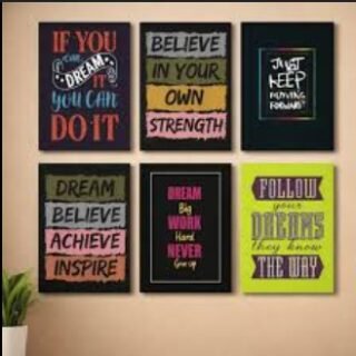 set of 6 sticky wooden frames for home office wall decore / sticky phototiles Cartflix.pk