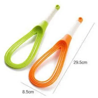 2-in-1 Twist Silicone Whisk Multifunction Egg Beater Foldable Milk and Egg Blender Balloon Flat Whisk