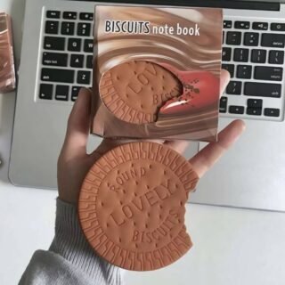 Biscuit Shaped Notebook ? 80 Pages Round Steno Pad for Students, Artists & Kids ? Fun Chocolate Biscuit Design, Portable Memo Notepad for Notes, Sketching, Doodling & Creative Writing